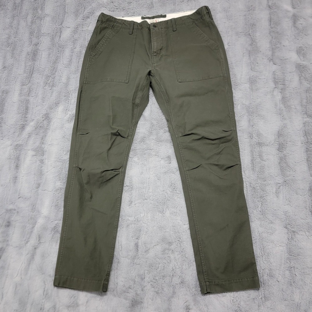 Relwen Pants Mens 38x33 Army Green Military Supply Canvas Slim Pockets Stretch